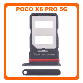 Γνήσια Original Xiaomi Poco X6 Pro 5G (2311DRK48G, 2311DRK48I), SIM Card Tray Υποδοχέας Βάση Θήκη Κάρτας SIM Black Μαύρο (Service Pack By Xiaomi)