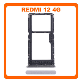 Γνήσια Original Xiaomi Redmi 12 4G (23053RN02A, 23053RN02Y) SIM Card Tray + Micro SD Tray Slot Υποδοχέας Βάση Θήκη Κάρτας SIM Polar Silver Ασημί (Service Pack By Xiaomi)