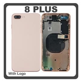 HQ OEM &Sigma;&upsilon;&mu;&beta;&alpha;&tau;ό &Mu;&epsilon; Apple iPhone 8+, iPhone 8 Plus (A1864, A1897) Rear Back Battery Cover Middle Frame- Housing &Pi;ί&sigma;&omega; &Kappa;ά&lambda;&upsilon;&mu;&mu;&alpha; &Kappa;&alpha;&pi;ά&kappa;&iota; &Pi;&lambda;ά&tau;&eta; &Mu;&pi;&alpha;&tau;&alpha;&rho;ί&alpha;&sigmaf; + Power Button + Volume Button Flex Cable + Sim Card Tray + Flashlight Flex + NFC Gold &Chi;&rho;&upsilon;&sigma;ό (Premium A+)