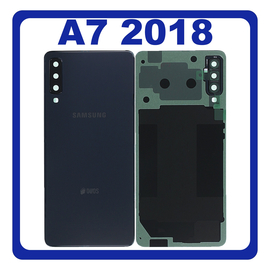 HQ OEM Συμβατό Με Samsung Galaxy A7 2018 (SM-A750F, SM-A750FN) Rear Back Battery Cover + Camera Lens Πίσω Κάλυμμα Καπάκι Πλάτη Μπαταρίας + Τζαμάκι Κάμερας Black Μαύρο (Premium A+)