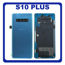 Γνήσιο Original Samsung Galaxy S10 Plus SM-G975F Rear Back Battery Cover Καπάκι Μπαταρίας + Camera Lens Τζαμάκι Κάμερας Blue (Service Pack By Samsung) GH82-18406C