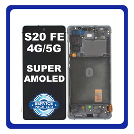 Γνήσια Original Samsung Galaxy S20 FE 4G (SM-G780F), S20 FE 5G (SM-G781B) Super AMOLED LCD Display Screen Assembly Οθόνη + Touch Screen Digitizer Μηχανισμός Αφής + Frame Bezel Πλαίσιο White Άσπρο + Antenna GH82-24214B GH82-24215B (Service Pack By Samsung)