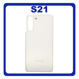 OEM HQ Samsung Galaxy S21 5G 2021 G991 (G991B, G991B/DS) Rear Back Battery Cover Πίσω Κάλυμμα Καπάκι Πλάτη Μπαταρίας Phantom White Άσπρο (Premium A+)