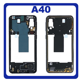 Original Γνήσιο Samsung Galaxy A40 A405 (SM-A405F, SM-A405FN, SM-A405FM, SM-A405S, SM-A405FN/DS, SM-A405F/DS, SM-A405FM/DS) Front Housing Lcd Middle Frame Bezel Plate Μεσαίο Πλαίσιο Black Μαύρο GH97-22974A (Service Pack By Samsung)