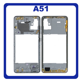 Γνήσια Original Samsung Galaxy A51, Galaxy A 51 (SM-A515F, SM-A515F/DSN, SM-A515F/DS) Front Housing LCD Middle Frame Cover Bezel Plate Μεσαίο Πλαίσιο Prism Crush White Άσπρο GH98-45033A (Service Pack By Samsung)