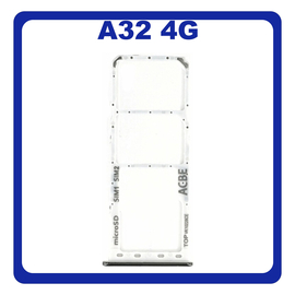 Γνήσια Original Samsung Galaxy A32 4G (SM-A325F, SM-A325F/DS, SM-A325M, SM-A325N) SIM Card Tray + Micro SD Tray Slot Υποδοχέας Βάση Θήκη Κάρτας SIM Awesome White Άσπρο GH98-46409B​ (Service Pack By Samsung)