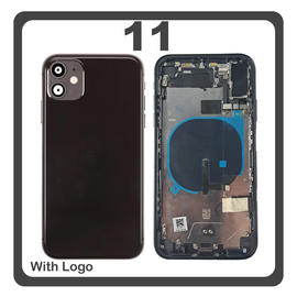 HQ OEM &Sigma;&upsilon;&mu;&beta;&alpha;&tau;ό &Mu;&epsilon; Apple iPhone 11 (A2221, A2111) Rear Back Battery Cover Middle Frame- Housing &Pi;ί&sigma;&omega; &Kappa;ά&lambda;&upsilon;&mu;&mu;&alpha; &Kappa;&alpha;&pi;ά&kappa;&iota; &Pi;&lambda;ά&tau;&eta; &Mu;&pi;&alpha;&tau;&alpha;&rho;ί&alpha;&sigmaf; + Power Button + Volume Button Flex Cable + Sim Card Tray + Flashlight Flex + NFC Black &Mu;&alpha;ύ&rho;&omicron; (Premium A+)