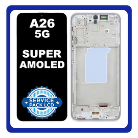 &Gamma;&nu;ή&sigma;&iota;&alpha; Original Samsung Galaxy A26 5G (SM-A266B) Super AMOLED LCD Display Screen Assembly &Omicron;&theta;ό&nu;&eta; + Touch Screen Digitizer &Mu;&eta;&chi;&alpha;&nu;&iota;&sigma;&mu;ό&sigmaf; &Alpha;&phi;ή&sigmaf; + Frame Bezel White Ά&sigma;&pi;&rho;&omicron; GH82-37049B​ (Service Pack By Samsung)