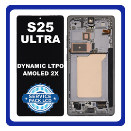 Γνήσια Original Samsung Galaxy S25 Ultra (SM-S938B, SM-S938B/DS) Dynamic LTPO AMOLED 2X LCD Display Screen Assembly Οθόνη + Touch Screen Digitizer Μηχανισμός Αφής + Frame Μεσαίο Πλαίσιο Black Jet Μαύρο GH82-36387D (Service Pack By Samsung)