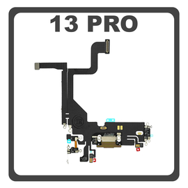 iPhone 13 Pro (A2638, A2483) Lightning USB Charging Dock Connector Lightning Flex &Kappa;&alpha;&lambda;&omega;&delta;&iota;&omicron;&tau;&alpha;&iota;&nu;ί&alpha; &Kappa;&omicron;&nu;έ&kappa;&tau;&omicron;&rho;&alpha;&sigmaf; &Phi;ό&rho;&tau;&iota;&sigma;&eta;&sigmaf; + Microphone &Mu;&iota;&kappa;&rho;ό&phi;&omega;&nu;&omicron; Gold &Chi;&rho;&upsilon;&sigma;ό (Pulled)