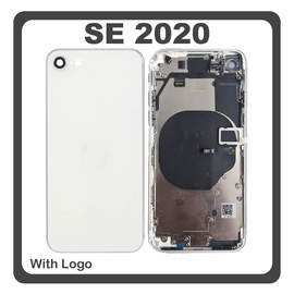 HQ OEM &Sigma;&upsilon;&mu;&beta;&alpha;&tau;ό &Mu;&epsilon; iPhone SE (2020) (A2275, A2296) Rear Back Battery Cover Middle Frame- Housing &Pi;ί&sigma;&omega; &Kappa;ά&lambda;&upsilon;&mu;&mu;&alpha; &Kappa;&alpha;&pi;ά&kappa;&iota; &Pi;&lambda;ά&tau;&eta; &Mu;&pi;&alpha;&tau;&alpha;&rho;ί&alpha;&sigmaf; + Power Button + Volume Button Flex Cable + Sim Card Tray + Flashlight Flex + NFC White Ά&sigma;&pi;&rho;&omicron; (Premium A+)