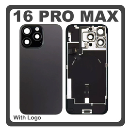 HQ OEM &Sigma;&upsilon;&mu;&beta;&alpha;&tau;ό &Mu;&epsilon; Apple iPhone 16 Pro Max, iPhone 16 ProMax (A3296, A3084) Rear Back Battery Cover &Pi;ί&sigma;&omega; &Kappa;ά&lambda;&upsilon;&mu;&mu;&alpha; &Kappa;&alpha;&pi;ά&kappa;&iota; &Pi;&lambda;ά&tau;&eta; &Mu;&pi;&alpha;&tau;&alpha;&rho;ί&alpha;&sigmaf; + Metal Plate + Camera Lens &Tau;&zeta;&alpha;&mu;ά&kappa;&iota; &Kappa;ά&mu;&epsilon;&rho;&alpha;&sigmaf; + Magsafe + NFC + Flashlight Flex Titanium Black &Mu;&alpha;ύ&rho;&omicron; (Premium A+)