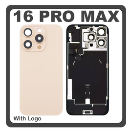 HQ OEM &Sigma;&upsilon;&mu;&beta;&alpha;&tau;ό &Mu;&epsilon; Apple iPhone 16 Pro Max, iPhone 16 ProMax (A3296, A3084) Rear Back Battery Cover &Pi;ί&sigma;&omega; &Kappa;ά&lambda;&upsilon;&mu;&mu;&alpha; &Kappa;&alpha;&pi;ά&kappa;&iota; &Pi;&lambda;ά&tau;&eta; &Mu;&pi;&alpha;&tau;&alpha;&rho;ί&alpha;&sigmaf; + Metal Plate + Camera Lens &Tau;&zeta;&alpha;&mu;ά&kappa;&iota; &Kappa;ά&mu;&epsilon;&rho;&alpha;&sigmaf; + Magsafe + NFC + Flashlight Flex Desert Titanium &Chi;&rho;&upsilon;&sigma;ό (Premium A+)