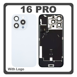 HQ OEM &Sigma;&upsilon;&mu;&beta;&alpha;&tau;ό &Mu;&epsilon; Apple iPhone 16 Pro, iPhone 16Pro (A3293, A3083) Rear Back Battery Cover &Pi;ί&sigma;&omega; &Kappa;ά&lambda;&upsilon;&mu;&mu;&alpha; &Kappa;&alpha;&pi;ά&kappa;&iota; &Pi;&lambda;ά&tau;&eta; &Mu;&pi;&alpha;&tau;&alpha;&rho;ί&alpha;&sigmaf; + Metal Plate + Camera Lens &Tau;&zeta;&alpha;&mu;ά&kappa;&iota; &Kappa;ά&mu;&epsilon;&rho;&alpha;&sigmaf; + Magsafe + NFC + Flashlight White Titanium Ά&sigma;&pi;&rho;&omicron;​ (Premium A+)