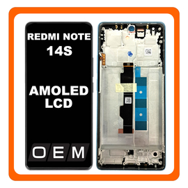 HQ OEM &Sigma;&upsilon;&mu;&beta;&alpha;&tau;ό &Mu;&epsilon; Xiaomi Redmi Note 14S (2502FRA65G) AMOLED LCD Display Screen Assembly &Omicron;&theta;ό&nu;&eta; + Touch Screen Digitizer &Mu;&eta;&chi;&alpha;&nu;&iota;&sigma;&mu;ό&sigmaf; &Alpha;&phi;ή&sigmaf; + Frame Bezel &Sigma;&alpha;&sigma;ί Blue &Mu;&pi;&lambda;&epsilon; (Premium A+)