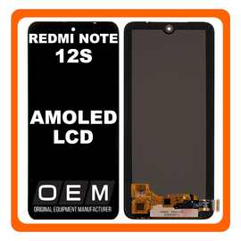 HQ OEM &Sigma;&upsilon;&mu;&beta;&alpha;&tau;ό &Mu;&epsilon; Xiaomi Redmi Note 12S 4G (2303CRA44A, 23030RAC7Y) AMOLED LCD Display Screen Assembly &Omicron;&theta;ό&nu;&eta; + Touch Screen Digitizer &Mu;&eta;&chi;&alpha;&nu;&iota;&sigma;&mu;ό&sigmaf; &Alpha;&phi;ή&sigmaf; + Black &Mu;&alpha;ύ&rho;&omicron; (Premium A+)