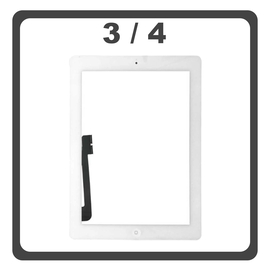 iPad 3 Wi-Fi (A1416), iPad 3 Wi-Fi + Cellular(A1430), iPad 4 Wi-Fi (A1458), iPad 4 Wi-Fi + Cellular (A1459) Touch Screen DIgitizer &Mu;&eta;&chi;&alpha;&nu;&iota;&sigma;&mu;ό&sigmaf; &Alpha;&phi;ή&sigmaf; &Tau;&zeta;ά&mu;&iota; + Fingerprint White Ά&sigma;&pi;&rho;&omicron; (Ref By Apple)