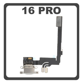 &Gamma;&nu;ή&sigma;&iota;&alpha; Original For Apple iPhone 16 Pro, iPhone16 Pro (A3293, A3083) Charging Dock Connector Type C Flex &Kappa;&alpha;&lambda;&omega;&delta;&iota;&omicron;&tau;&alpha;&iota;&nu;ί&alpha; &Kappa;&omicron;&nu;έ&kappa;&tau;&omicron;&rho;&alpha;&sigmaf; &Phi;ό&rho;&tau;&iota;&sigma;&eta;&sigmaf; + Microphone &Mu;&iota;&kappa;&rho;ό&phi;&omega;&nu;&omicron; White Titanium Ά&sigma;&pi;&rho;&omicron; Pulled