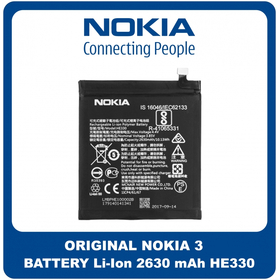 Γνήσια Original Nokia 3, Nokia3 (TA-1032, TA-1020, TA-1028, TA-1038) HE330  Battery Μπαταρία Li-Ion 2630 mAh BPNE100001S EBT396067HV (Service Pack By Nokia)