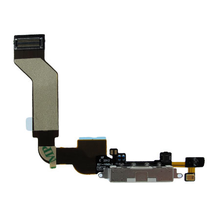 OEM Iphone 4s Dock Charge Connector flex and Headphone Jack Black Καλωδιοταινία φόρτισης