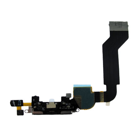 Original Iphone 4s Dock Charge Connector flex and Headphone Jack Black Καλωδιοταινία φόρτισης