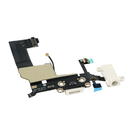 Original Iphone 5 Dock Charge Connector flex and Headphone Jack White Καλωδιοταινία φόρτισης & Υποδοχή Ακουστικών