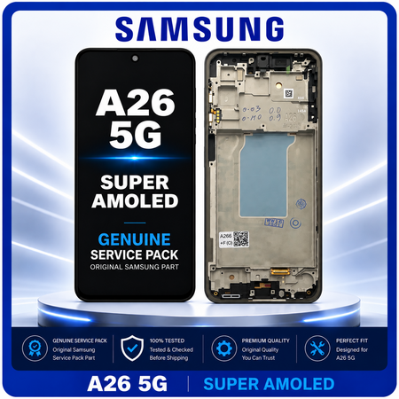 Original Samsung Galaxy A26 5G (SM-A266B) Super AMOLED LCD Οθόνη + Touch Screen Digitizer + Frame Bezel Black GH82-37049A