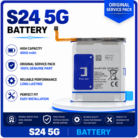 Original Samsung Galaxy S24 5G (SM-S921B, SM-S921B/DS) EB-BS921ABE Battery Li-Ion 3885 mAh GH82-33290A