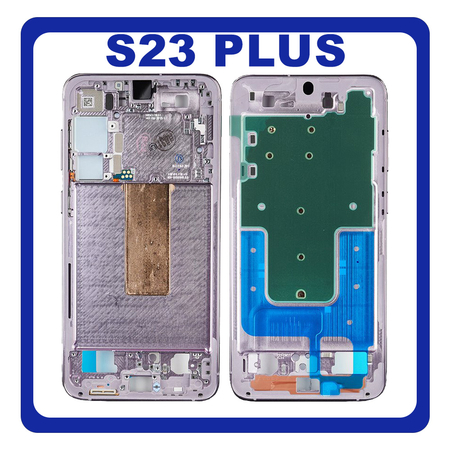 Γνήσια Original Samsung Galaxy S23+, S23 PLUS (SM-S916B, SM-S916B/DS) LCD Front Housing LCD Middle Frame Bezel Plate Μεσαίο Πλαίσιο Lavender Μωβ GH96-15838D (Service Pack By Samsung)