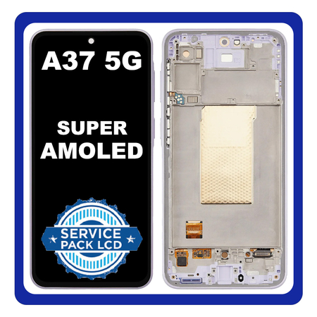Γνήσια Original Samsung Galaxy A37 5G (SM-A376E, SM-A376E/DS) Super AMOLED LCD Display Screen Assembly Οθόνη + Touch Screen Digitizer Μηχανισμός Αφής + Frame Bezel Σασί Πλαίσιο Violet Μωβ GH82-39232D (Service Pack By Samsung)