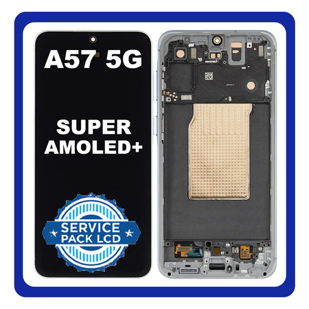 Γνήσια Original Samsung Galaxy A57 5G (SM-A576B, SM-A576B/DS) Super AMOLED+ Display Screen Assembly Οθόνη + Touch Screen Digitizer Μηχανισμός Αφής + Frame Bezel Πλαίσιο Σασί Icy Blue Μπλε GH82-39285C (Service Pack By Samsung)