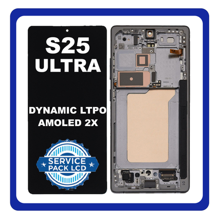 Γνήσια Original Samsung Galaxy S25 Ultra (SM-S938B, SM-S938B/DS) Dynamic LTPO AMOLED 2X LCD Display Screen Assembly Οθόνη + Touch Screen Digitizer Μηχανισμός Αφής + Frame Μεσαίο Πλαίσιο Titanium Gray Γκρι GH82-36387A (Service Pack) (Asmbld)