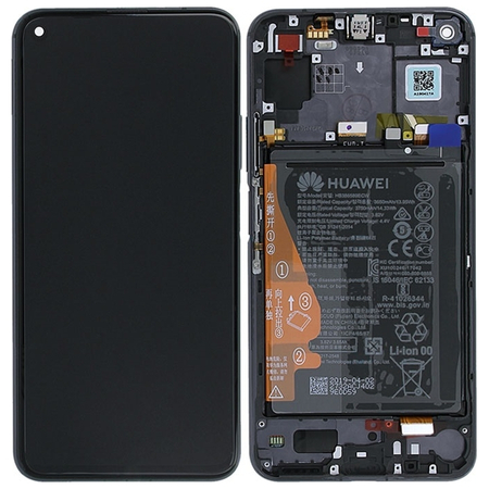 Γνήσιο Original Huawei Honor 20 (YAL-AL00 YAL-L21), Nova 5T (YAL-L61), IPS LCD Screen Display Οθόνη + Touch Screen Digitizer Μηχανισμός Αφής + Πλαίσιο Frame Bezel + Battery Μπαταρία 02352TMU Black (Service Pack By Huawei)​