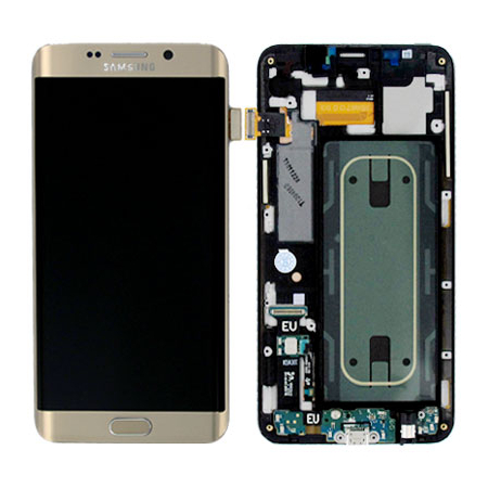 Γνήσια Original Samsung Galaxy S6 Edge Plus G928F G928 Οθόνη LCD + Touch Screen Μηχανισμός Αφής Gold GH97-17819A (Service Pack By Samsung)