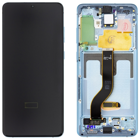 Γνήσια Original Samsung Galaxy S20+ Plus , (SM-G986, G985, G986) Dynamic AMOLED Οθόνη LCD Display Screen + Touch Screen DIgitizer Μηχανισμός Αφής + Frame Πλαίσιο GH82-22134D Cloud Blue (Service Pack By Samsung))