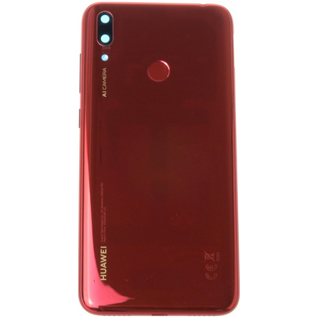 Γνήσια Original Huawei Y7 2019 (DUB-L21) Back Rear Battery Cover Καπάκι Κάλυμμα Μπαταρίας + Fingerprint sensor Αισθητήρας Δακτυλικού αποτυπώματος 02352KKL Red