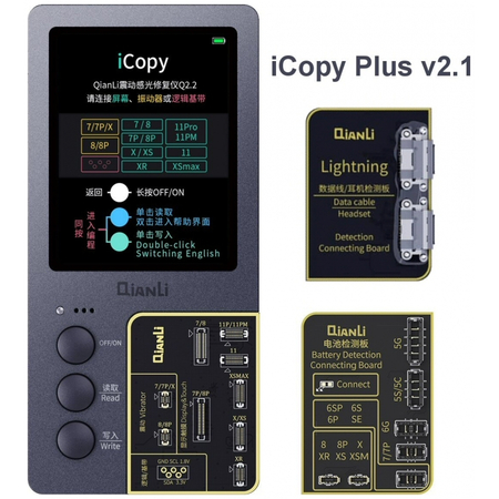 QianLi iCopy Plus V2.1 Generation Programmer, True Tone Light Sensor Battery Repair 8 X XS MAX XR 11 pro max Vibrate Read/Write/Edit Recovery Programmer Tool