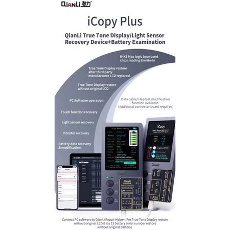 QianLi iCopy Plus V2.1 Generation Programmer, True Tone Light Sensor Battery Repair 8 X XS MAX XR 11 pro max Vibrate Read/Write/Edit Recovery Programmer Tool