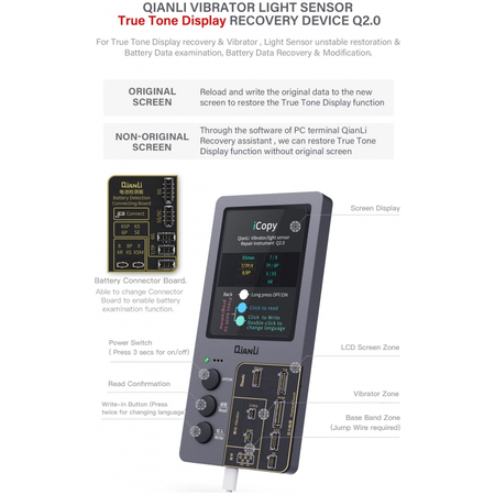 QianLi iCopy Plus V2.1 Generation Programmer, True Tone Light Sensor Battery Repair 8 X XS MAX XR 11 pro max Vibrate Read/Write/Edit Recovery Programmer Tool