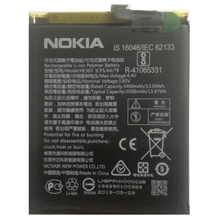 Γνήσια Original Nokia 3.1 Plus TA-1104 , Nokia 8.1, Μπαταρία Battery HE363 Li-ion 3400mAh Bulk (Gade AAA+++)