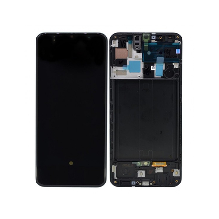 Γνήσια Original Samsung Galaxy A50 2019 (SM-A505F) Super AMOLED Οθόνη LCD Display Screen + Touch Screen DIgitizer Μηχανισμός Αφής + Frame Πλαίσιο GH82-19204A, GH82-19713A Black (Service Pack By Samsung)