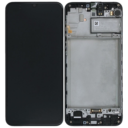 Γνήσια Original Samsung Galaxy M21 (SM-M215F) Super AMOLED, 420 nits (typ) Lcd Display Screen + Touch Screen Digitizer Μηχανισμός Αφής + Frame Πλαίσιο Black GH82-22509A (Service Pack By Samsung)