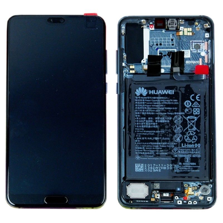 Γνήσιο Original Huawei P20 Pro (CLT-L09, CLT-L29) Lcd Screen Display Οθόνη + Touch Screen Digitizer Μηχανισμός Αφής + Πλαίσιο Frame Bezel + Battery Μπαταρία 02351WQK 02351WQE Black Μαύρο (Service Pack By Huawei)