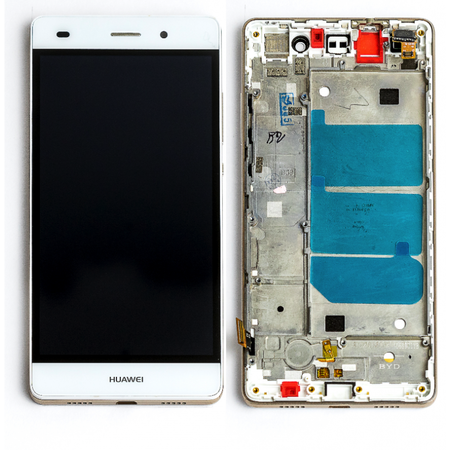 HQ OEM Huawei P8 Lite 2016 ALE-L21 Οθόνη LCD Display Screen + Touch Screen DIgitizer Μηχανισμός Αφής + Front Cover Frame Μεσαίο Πλαίσιο White