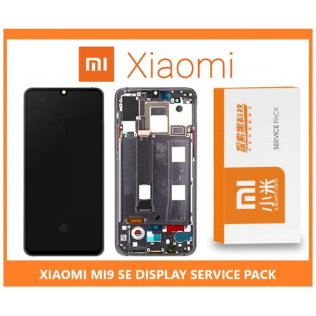 Γνήσιο Original Xiaomi Mi 9 SE, Mi9 SE (M1903F2G) Amoled LCD Display Assembly Screen Οθόνη + Touch Screen Digitizer Μηχανισμός Αφής + Frame Bezel Πλαίσιο Σασί Black Μαύρο 5606101010B6 (Service Pack By Xiaomi)
