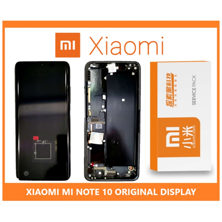 Γνήσια Original Xiaomi Mi Note 10, Mi Note 10 Pro, Super Amoled Lcd Display Assembly Screen Οθόνη + Touch Screen Digitizer Μηχανισμός Αφής + Frame Πλαίσιο Σασί Black (Service Pack By Xiaomi) 56000300F400