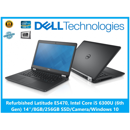 Dell Latitude E7470 Laptop, Intel Core i5 6300U (6th Gen), 2.3 Ghz (Up to 2.7 Ghz) 14''/8GB/256GB SSD/Camera/WINDOWS 10