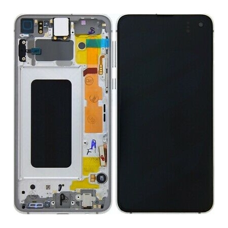 Γνήσια Original Samsung Galaxy S10+ , S10 Plus SM-G975F G975 Οθόνη LCD Display Screen + Touch Screen DIgitizer Μηχανισμός Αφής + Frame Πλαίσιο Prism White GH82-18849B GH82-18834B