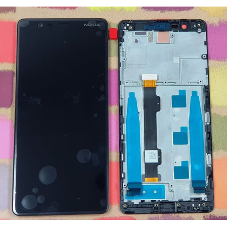 ​Γνήσιο Original Nokia 5.1 Dual Sim (TA-1075), 5.1 Single Sim (TA-1061) LCD Display Screen Οθόνη + Touch Screen Digitizer Μηχανισμός Αφής+ Frame Πλαίσιο 20CO20W0001 Black