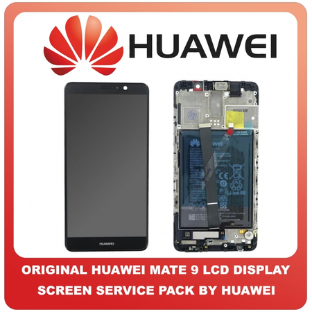 Γνήσιο Original Huawei Mate 9 (MHA-L09) Lcd Display Οθόνη + Touch Screen Μηχανισμός Οθόνης Αφής + Frame Πλαίσιο + Battery Μπαταρία Black Μαύρο 02351BDD (Service Pack By Huawei)